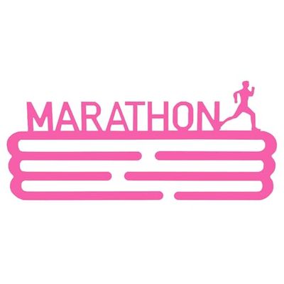 WELL HOME - Porte-médailles Marathon rose capacité 15 médailles 30x13,5cm - Cadeau pour coureurs