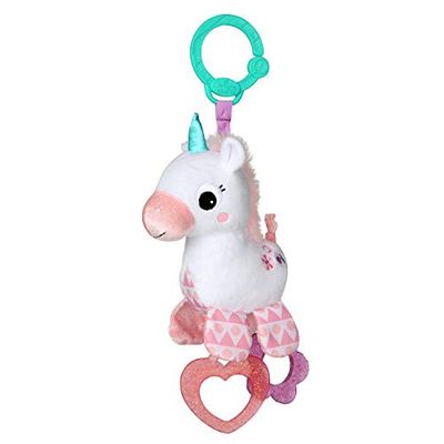 Bright Starts, Unicorn Sparkle and Shine, Giocattolo Di Peluche Da Portare Con Sé Nel Passeggino O Nel Trasportino, Rosa, Età da 0 Mesi in Su