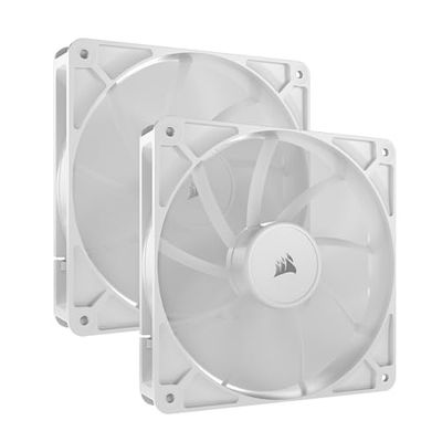 CORSAIR RS140 140 mm PWM Ventole – Connessione a Margherita – Basso Rumore – Cuscinetto a Cupola Magnetica – Confezione Doppia – Bianco