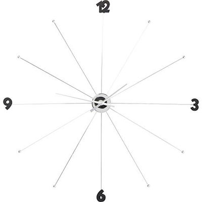 Kare Design relógio de parede Like Umbrella Balls, crómio, 100 cm de diâmetro, moldura da haste, movimento de quartzo, objeto decorativo para sala de estar, escritório em casa, pilhas não incluídas,
