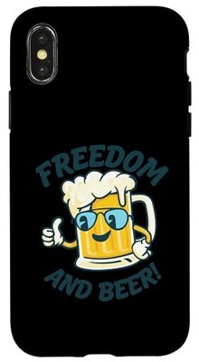 Freedom And Beer Funny Cartoon Mug Patriotic Custodia per iPhone X/XS