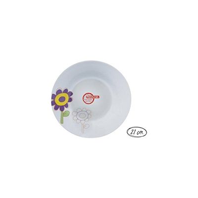 Privilege - Soepborden rood 2 paarse bloemen, 21 cm