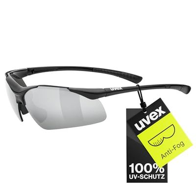 uvex sportstyle 223 - sportglasögon för dam och herr - speglande - tryckfri bärkomfort & perfekt passning - black/silver - one size