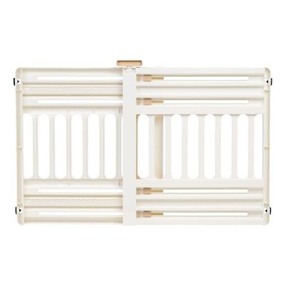 IRIS USA 24"-39" Dog Gate, Adjustable Indoor Pet Barrier, Pet Gate for Puppy, Small Dog, Cat, Easy Twist-to-Lock for Doorways & Stairs, Portable, Expandable, 25" Tall, White