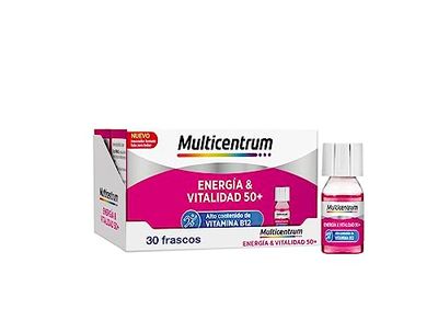 Multicentrum Energía & Vitalidad 50+, liquido, Alto contenido de Vitamina B12, Energía Física y Mental después de los 50 años, pack de 30 frascos