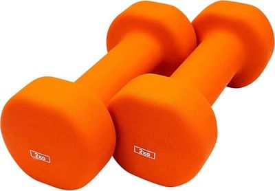 Ab. Neoprene Dumbbells of 4Kg (8.8LB) Includes 2 Dumbbells of 2Kg (4.4LB) | Orange | Material : Iron with Neoprene coat | Exercise and Fitness Weights for Women and Men at Home/Gym