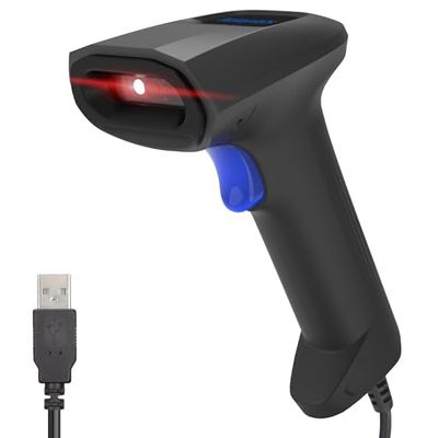 Atlantis A08-LD190-2D Scanner de Code-Barres 1D et 2D Optique (640x480), 60fps, Lecture Depuis Smartphone et écran, Code pharmaceutique, Connexion USB, Guide de démarrage Rapide.
