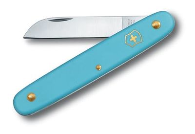 Victorinox Blumenmesser für Gartenarbeiten, Rostfreie Gerade Klinge, Universalmesser, Profi, Nylon Griff, Swiss made, 3905025B1, Blau