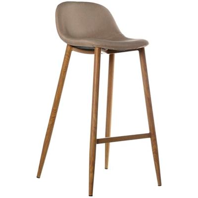 TABURETE TELA CREMA C/PATAS METAL ACABADO MADERA_44,5X48X91,5CMALT.ASIENTO:73