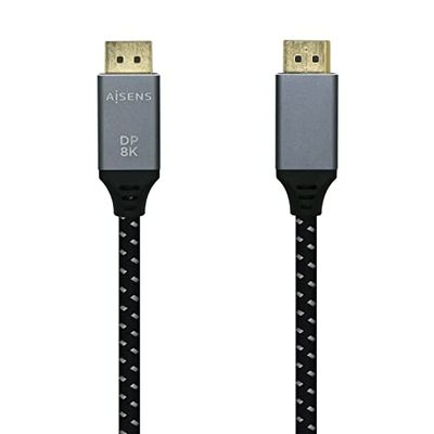 AISENS A149-0437 Cavo Displayport V1.4 8K@60Hz, DP/M-DP/M, grigio/nero, 2,0 m