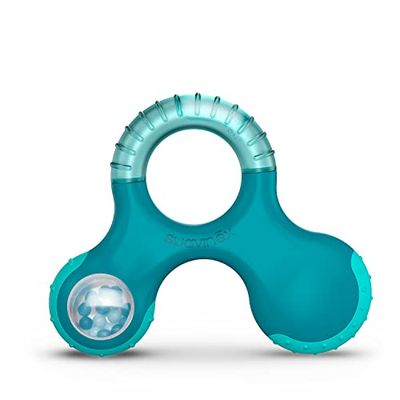 SUAVINEX Mordedor Didáctico y Sonajero, a partir de 6 Meses. Mordedor Refrigerante, con Relieves y Sonido, Azul