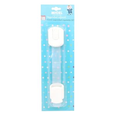 MICEL - 00466 - Fermeture de sécurité réglable pour Enfants, protège Portes et tiroirs, système adhésif 3M, Sangle Auto-réglable en ABS, Couleur Blanche, 190 x 35 x 12 mm