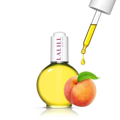 LALILL Nail Cuticle Oil 75 ml - Peach Nail Care Oil - Nail Oil Care for Nails Cuticles - Spa Manicure Nail Design Hands - Vegan - with Pipette