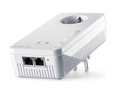 devolo Magic 1 – 1 200 WiFi ac singeladapter: Powerline-utökningsadapter med WiFi, perfekt för hemmakontoret (1 200 Mbit/s, 2x Fast Ethernet LAN-uttag, mesh, G.hn)