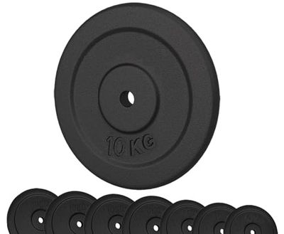G5 HT SPORT Halterschijven van gietijzer, diameter 25 mm, voor fitnessstudio en thuisgym, van 0,5 tot 20 kg, voor halters en lange halters (1 x 10 kg)