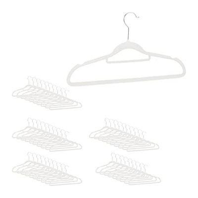Relaxdays 10026486_1007 Pantalon, Chemise Jupe, Porte-Cravate, Cintre Velours, Crochet Rotatif, Set 50, Blanc, métal, 22 x 41,5 x 0,3cm