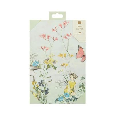Papper Faery Bordsöverdrag | Hemåtervinningsbar, rektangulär duk, engångsbestick | För barnens fjärilsfest, skogsmässor, födelsedagsdekorationer, eftermiddagste, dop, mors dag
