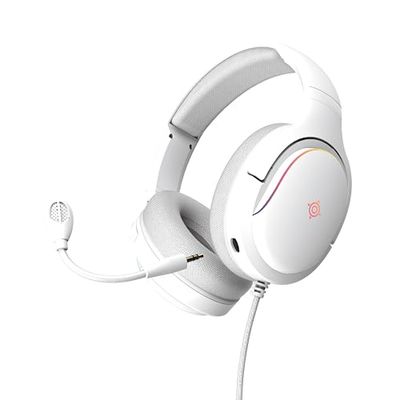 Nova Gaming – Borealis – Wired Gaming Headset with Detachable Mic – RGB Light Gaming – Lightweight and Comfortable Gamer Accessory – Multi Platform Compatible (PC, PS4-5 and Switch) – White
