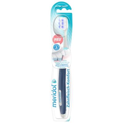 meridol Cepillo de confort de las encías extra suave | Limpieza profunda de los espacios interdentales | Cuello flexible para reducir la presión | científicamente probado