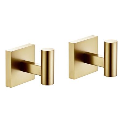 KOKOSIRI B1013BG-P2 - Ganchos para bata de baño, cocina, pared, 2 unidades, acero inoxidable dorado cepillado