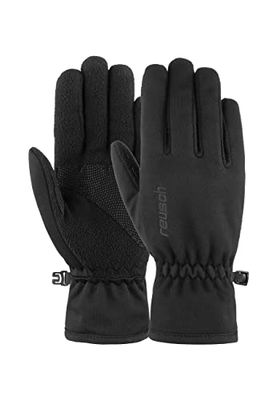 Reusch Guanti sportivi unisex per bambini, extra traspiranti, per tutti i giorni, in pile, nero, 5