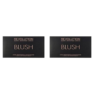 Makeup Revolution Ultra Blush Palette, 8 Shades Of Matte & Shimmer, Includes Mirror, Sugar & Spice, (Pack of 2)