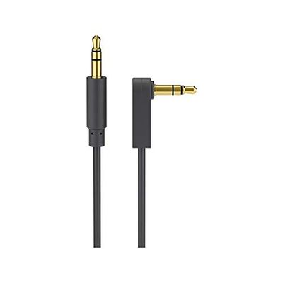 Goobay 67784 Cavo di Collegamento Audio AUX, Stereo da 3.5mm e 3 Pin, Slim, CU, Angolato, Nero, 1.5m Lunghezza del Cavo