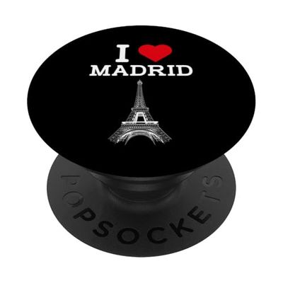 I Love Madrid Funny Prank Eiffel Tower Joke Landmark Humor PopSockets PopGrip Adhesivo