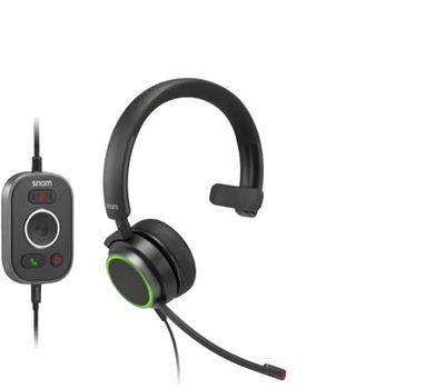 Snom A330M Casque Filaire avec Écouteurs Supra-Auriculaires - Audio Pleine Bande, Microphone Anti-Bruit, Commande 5 Boutons, Compatibilité USB Et Jack 3,5 Mm pour Communications Professionnelles