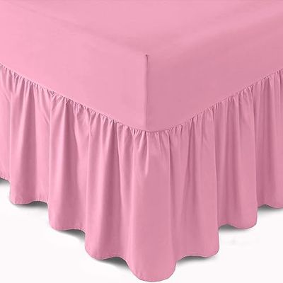 GC GAVENO CAVAILIA Percale Extra Deep Fitted Valance, Non Iron Frilled Sheets, Easy Care Plain Dyed Bedding 180 TC, Polycotton, Blush Pink, Double