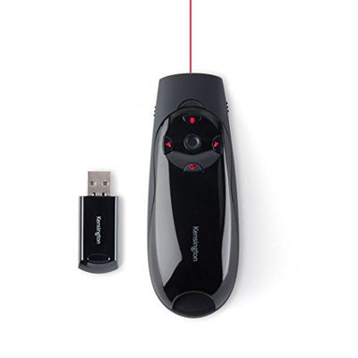 Kensington Expert Trådlös presentatör, USB, med röd laserpekare och markörstyrning, kompatibel med Windows och macOS, 8 GB Micro SD-kort medföljer, 45 m räckvidd, K72425EU