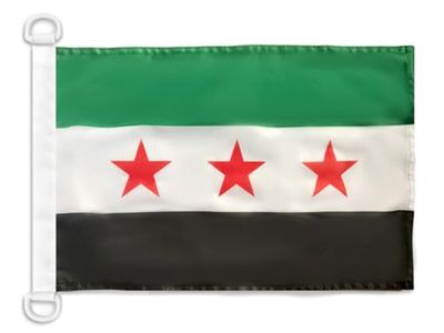 AZ FLAG Syria Marynarska Flaga - Wolna Syryjska Armia 45x30cm - Syryjska Flaga Łodzi 30 x 45 cm