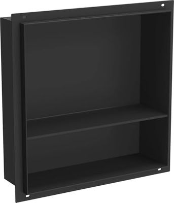 Mexen Estante Empotrado sin Collar y Estante 30x30 cm de Acero Inoxidable X-Wall-NR - Negro - 1971303010S