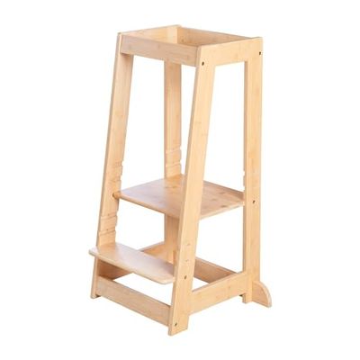 roba Tour d'apprentissage Selon Montessori en Bois de Bambou Certifié FSC - Tour d'Observation Sûre pour Enfants - Idéal comme Aide de Cuisine - Supporte 80 kg - Naturel
