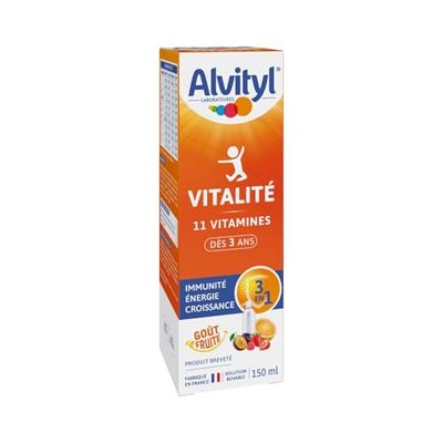 Alvityl - Solution buvable multivitaminée - 11 vitamines 100% des VNR - Dès 3 ans, goût fruité - 150mL