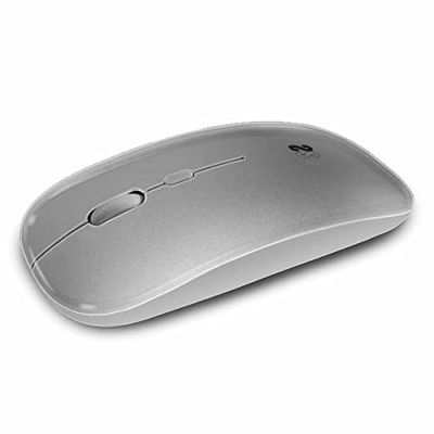 SUBBLIM Optische muis, draadloos, 2,4 G, Bluetooth, dual flat, voor pc, laptop, Mac, MacBook, 4 toetsen, scrollwieltje, ultradun en ergonomisch, 1600 dpi, stil, beide handen zilver
