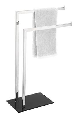 King Collection King Home p1407429/A Pie toallero 2 brazos Base de cristal, Negro
