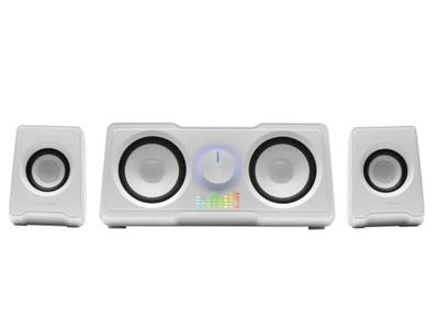 Mars Gaming MS22, Altavoces Gaming Compactos 2.2, RGB Flow, Subwoofer + 4 Drivers Activos, Sonido DSP 35W, Blanco