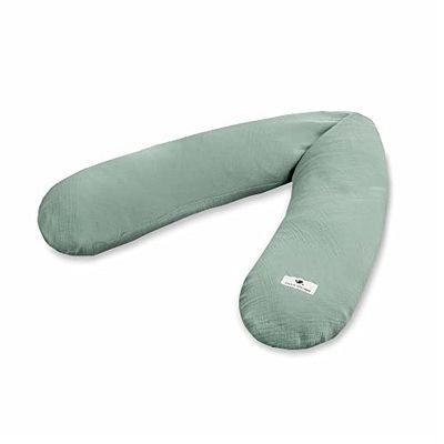 Julius Zöllner Mousseline voedingskussen ca. 190 cm, vulling 42 liter EPS-microparels, Made in Germany, overtrek van 100% katoenen mousseline, Oeko-Tex®-standaard 100, groen