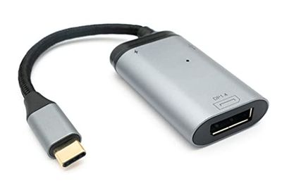 System-S 3-i-1-adapter DP 1,4-uttag och 2 x USB 3,1 typ C-uttag till typ C kontakt kabel grå