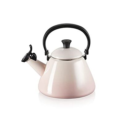 Le Creuset Bouilloire Kone Pour Cuisinière avec Sifflement, Acier Émaillé, 1,6 L, Shell Pink, 40101027770000