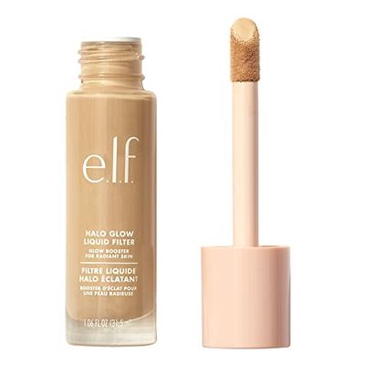 e.l.f. Halo Glow Liquid Filter, illumina la carnagione per un effetto soft focus, infuso con acido ialuronico, prodotto vegano e non testato sugli animali, 5 Medium-Tan