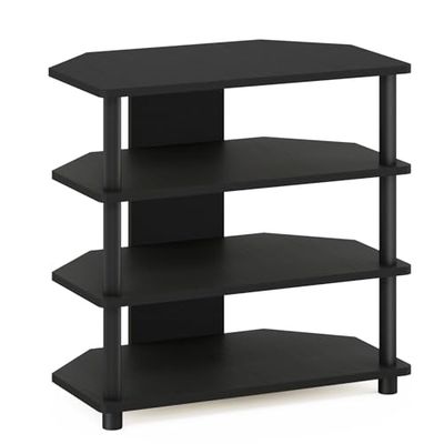 Furinno Turn-N-Tube Easy Assembly 4-Tier Petite Entertainment Center / TV Stand / TV Unit / TV Desk, Blackwood