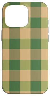 Oversized Green and Tan Gingham Check Case for iPhone 16 Pro