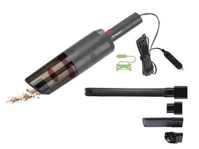 beper P202ASP402 Car Vacuum Cleaner, 75W, Handheld Vacuum Cleaner with Car Plug, Accessories Included, 3 Meter Cable, 0.35L Tank and Washable HEPA Filter, Grey, 75 W, 0.35 liters