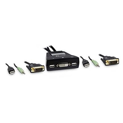 Inter-Tech KVM-LS-21DA DVI 2-Port KVM Switch with Automatic Audio Switch for Desktop Area Cable Switch