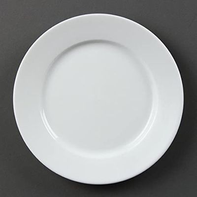 Olympia Whiteware Breda Rimmed tallrikar servering porslin porslin mat catering middag hem restaurang café buffé 202 mm 202 (Ø) mm8 tum. Vit. Förpackningsmängd: 12.