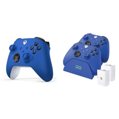 Xbox Venom Twin Charging Dock with 2 x Rechargeable Battery Packs - Shock Blue Series X & S One