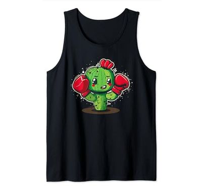 Lindo cactus de boxeo con guantes para fanáticos de las plantas y los deportes Camiseta sin Mangas