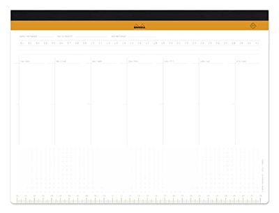 RHODIA 194040C - Sottomano Settimanale telato - A4+ 29,7x22,2 cm - 60 FOGLI Staccabili Microforati 80g/m - supporto per Tastiera/Mouse e Strumento di Organizzazione - Collezione Rhodiatime